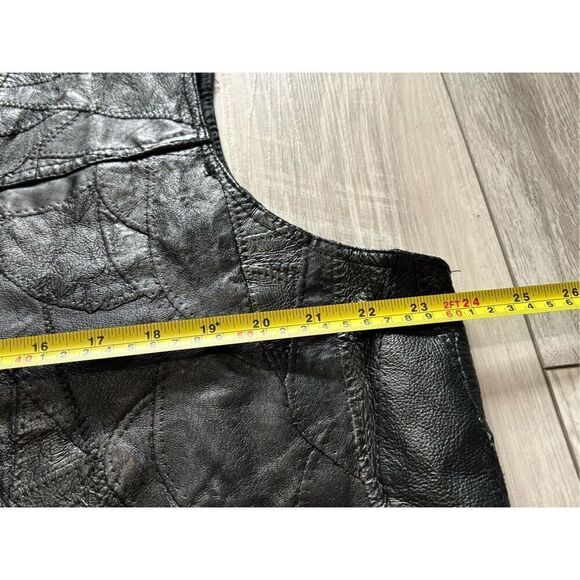 Vintage Italian Stone design Genuine Leather black ￼vest size XL - Picture 5 of 12